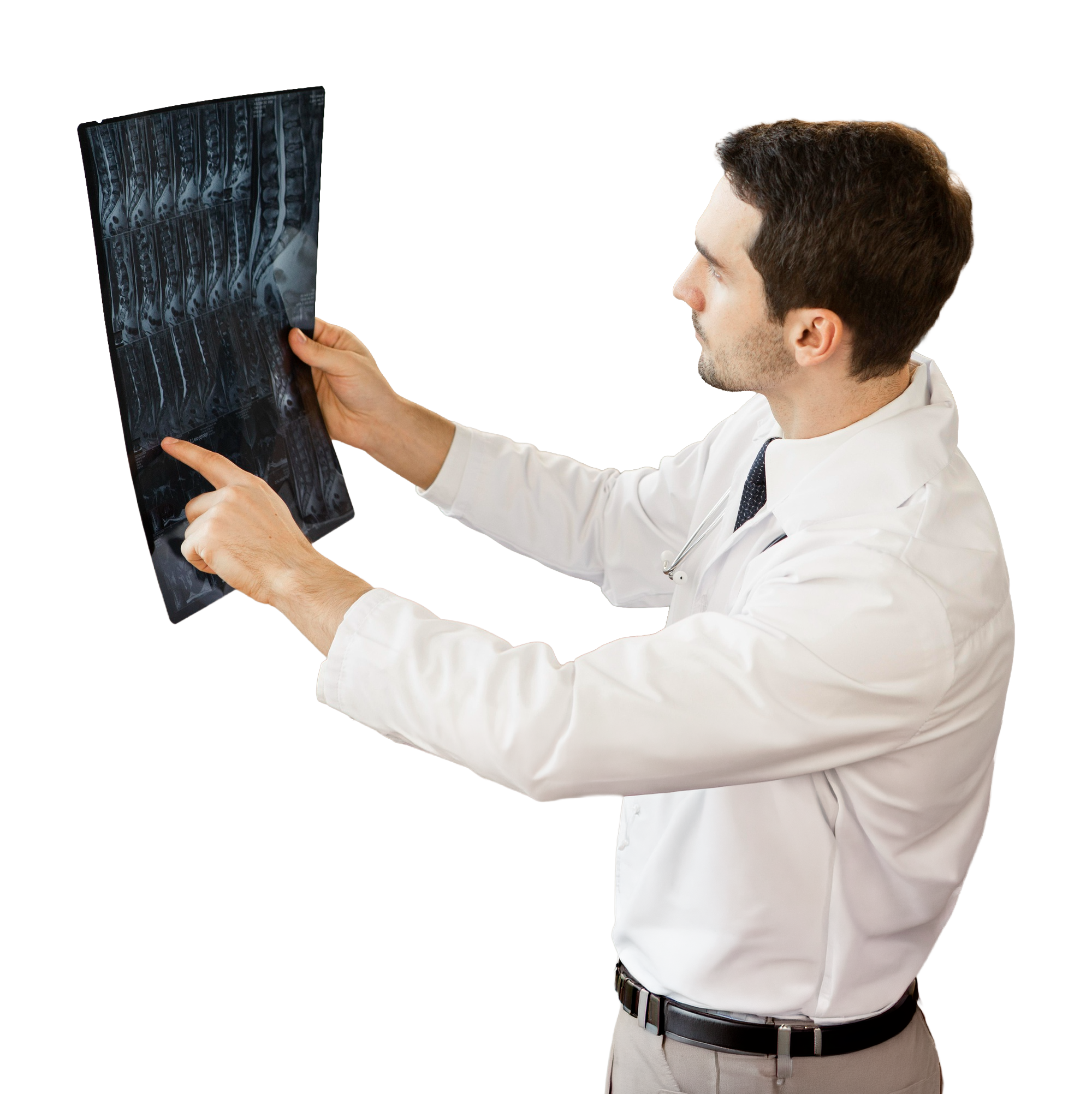 Doctor reviewing scan